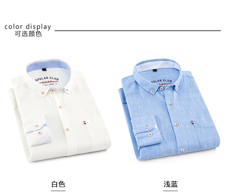 Men's NoEnName_Null Fashion Solid Color Cotton Linen Long-Sleeved Shirt.