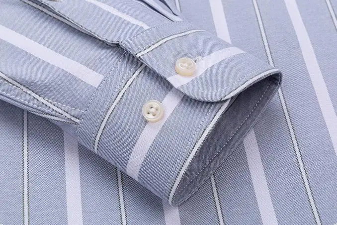 Men's 100% Cotton Oxford Long Sleeve Plaid Shirt-Casual & Formal.