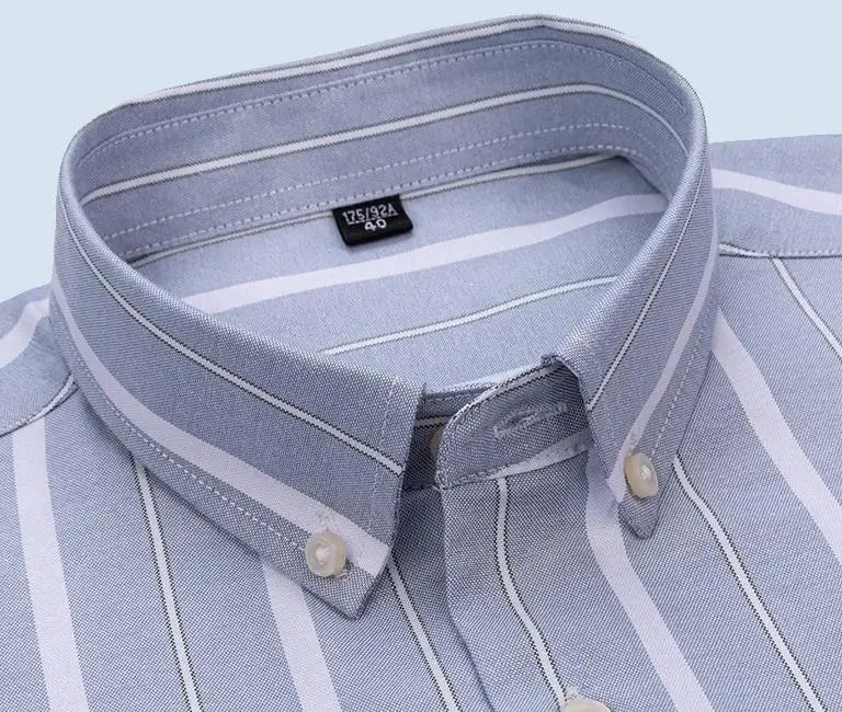Men's 100% Cotton Oxford Long Sleeve Plaid Shirt-Casual & Formal.