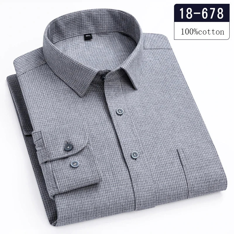 men's Luxury high-quality100%cotton houndstooth full shirts for men slim fit Casual shirt long-sleeve plaid soft designer clothes ropa