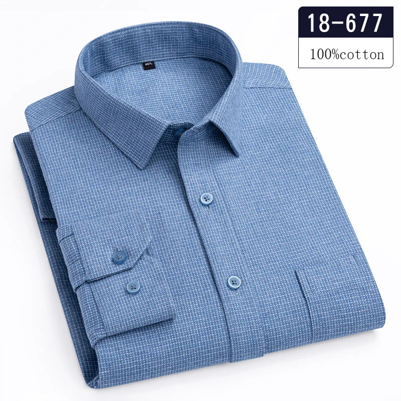 men's Luxury high-quality100%cotton houndstooth full shirts for men slim fit Casual shirt long-sleeve plaid soft designer clothes ropa