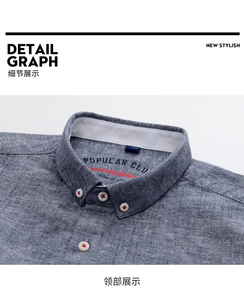 Men's NoEnName_Null Fashion Solid Color Cotton Linen Long-Sleeved Shirt.