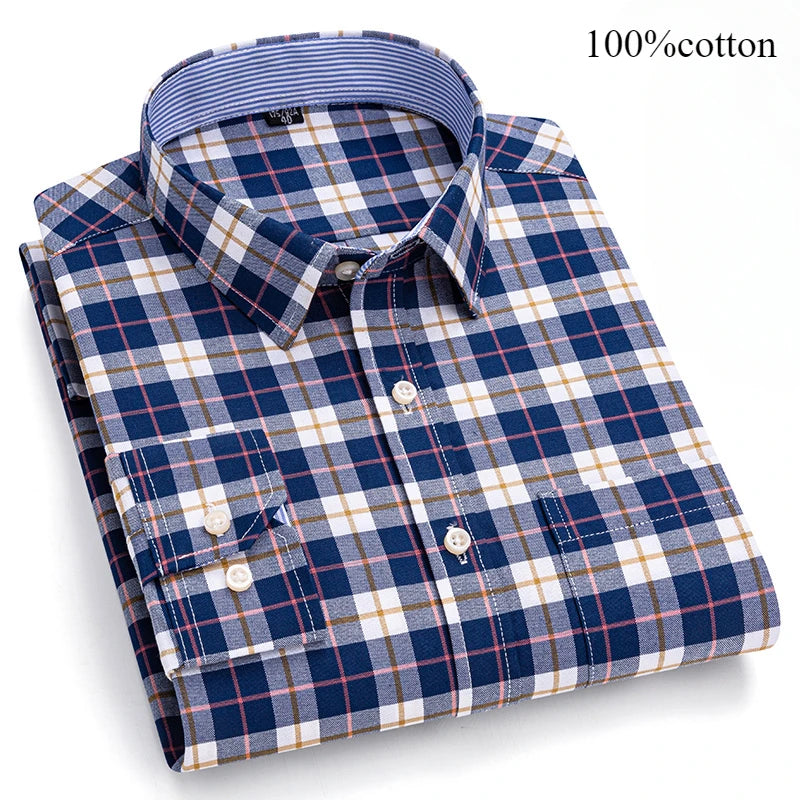 Men's 100% Cotton Oxford Long Sleeve Slim Fit Shirt-Casual Elegant Designer Wear.