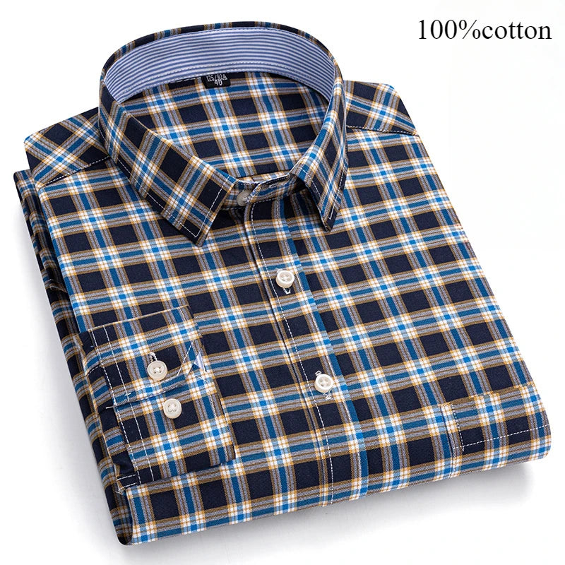 Men's 100% Cotton Oxford Long Sleeve Slim Fit Shirt-Casual Elegant Designer Wear.