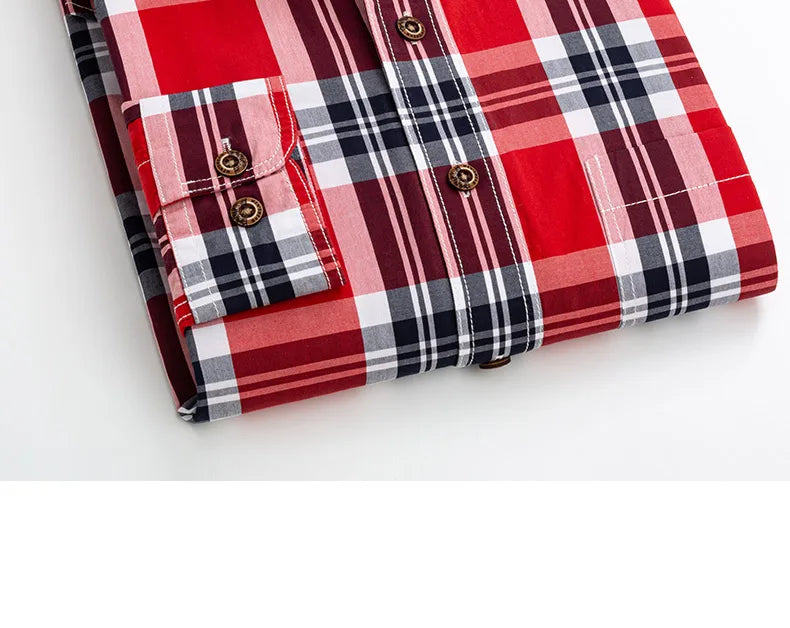 Men's Premium 100% Cotton Slim Fit Plaid Long-Sleeve-Soft Casual Office Essential.