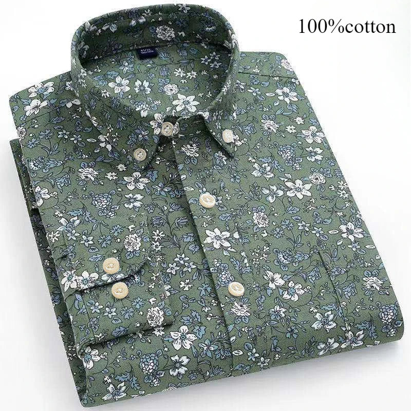 Men's 100% Cotton Oxford Long Sleeve Slim Fit Shirt-Casual Elegant Designer Wear.
