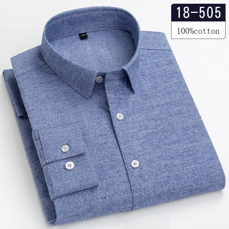 men's Luxury high-quality100%cotton houndstooth full shirts for men slim fit Casual shirt long-sleeve plaid soft designer clothes ropa
