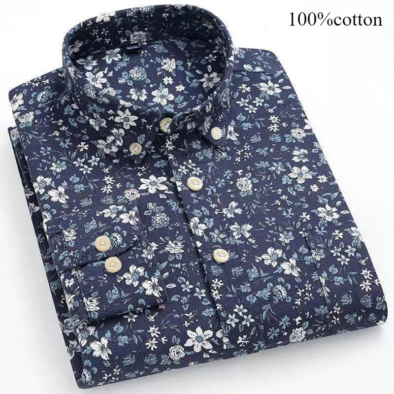Men's 100% Cotton Oxford Long Sleeve Slim Fit Shirt-Casual Elegant Designer Wear.