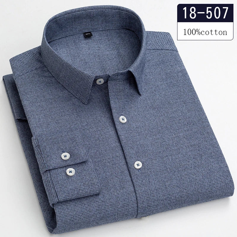 men's Luxury high-quality100%cotton houndstooth full shirts for men slim fit Casual shirt long-sleeve plaid soft designer clothes ropa