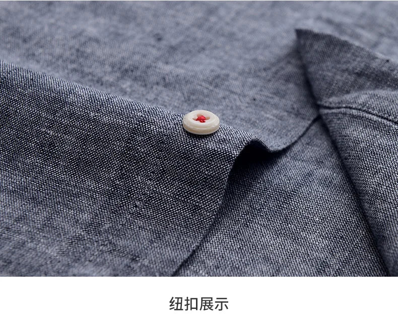 Men's NoEnName_Null Fashion Solid Color Cotton Linen Long-Sleeved Shirt.