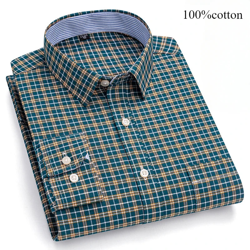 Men's 100% Cotton Oxford Long Sleeve Slim Fit Shirt-Casual Elegant Designer Wear.